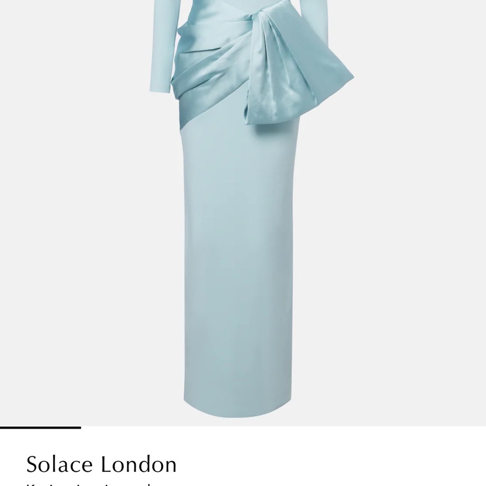 Solace London Pale Blue Satin-Drape Maxi Skirt